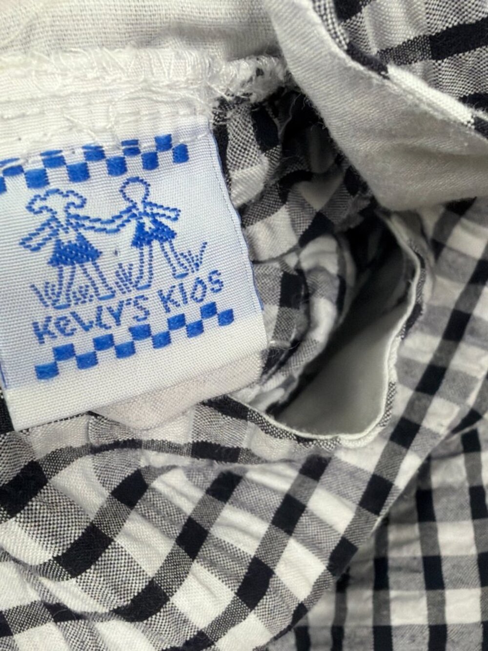 Vintage Kellys Kids Dress Girls 8 Black White Gingham Daisy Cottagecore Wedding - Picture 7 of 12